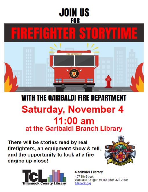 Firefighter Storytime at Garibaldi Branch Library