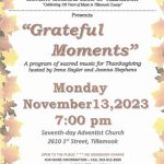 Monday Musical Club of Tillamook - November program - "Grateful Moments"