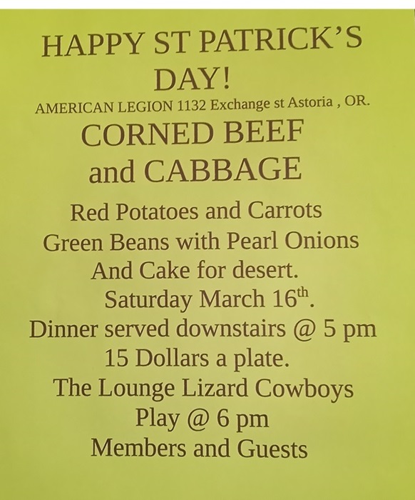 St. Patrick's Day Dinner and Live Band