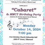 Monday Musical Club of Tillamook - October program - Cabaret and Birthday Party