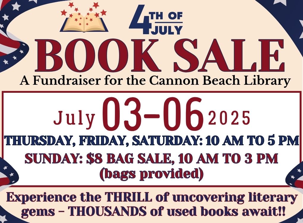 4th of July Fundraiser Book Sale at Cannon Beach Library